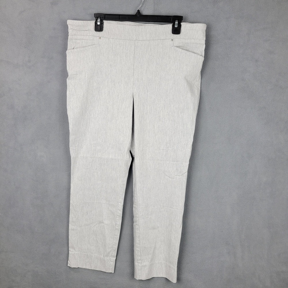 Hilary Radley Ankle Pants Womens XL Heather Gray Stretch Tapered‎ Leg Pull On